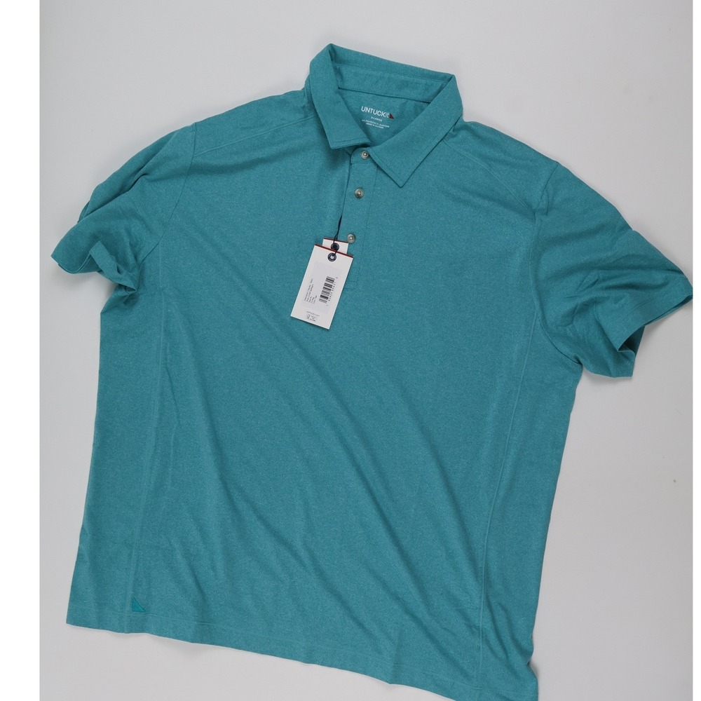 UNTUCKit Polo Clavidor Baltic Teal Solid XL NWT